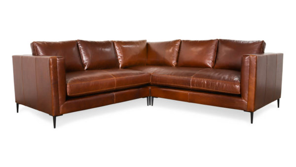 Landis Square Corner Leather Sectional 96 x 96 x 40 Mont Blanc Bourbon by COCOCO Home