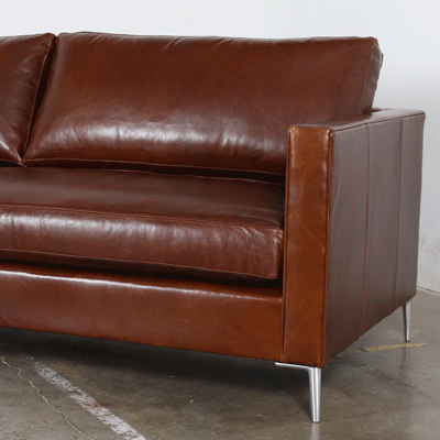 Madison Leather Sofa 86 x 38 Mont Blanc Bourbon Bench Cushion Angelo Black Matte Legs 3