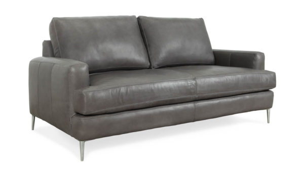 Rigney Leather Loveseat 72 x 40 Harness Charcoal Grey