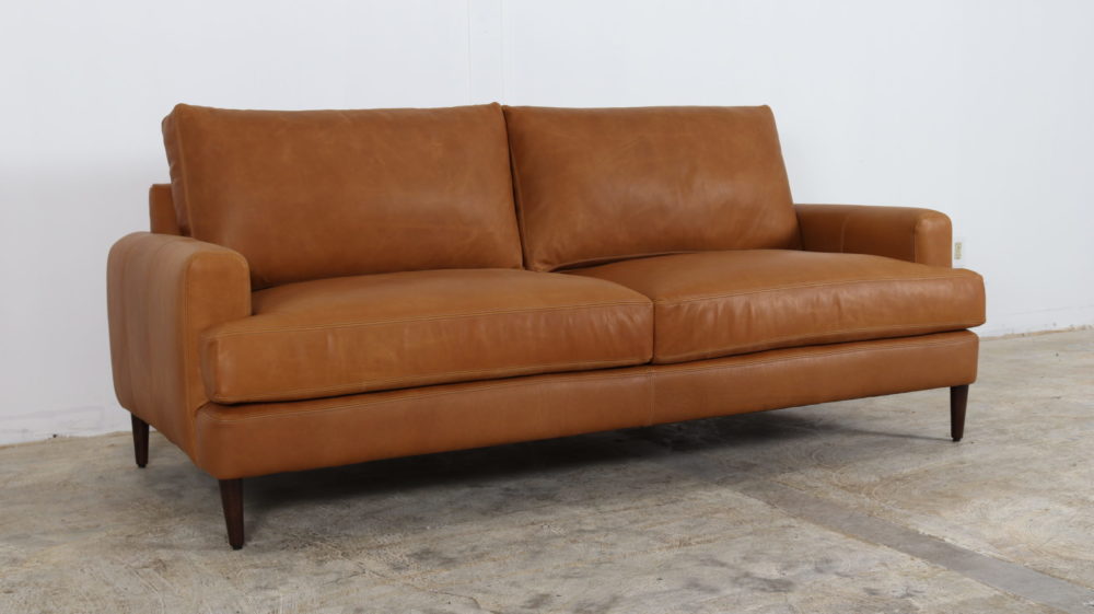 Contemporary leather Sofa, Cococo Home, Moore and Giles, Harness Nut, Mid Century Modern Sofa