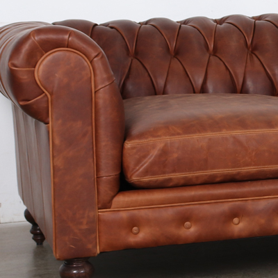 Classic Chesterfield Sofa 107 x 46 leather Brentwood Cuero legs 8500 Walnut 5