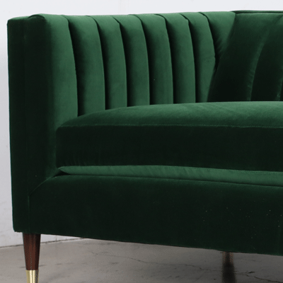 100x38 clark sofa bench cushion fabric jbm como emerald legs 1001 round taper w brass caps walnut 3
