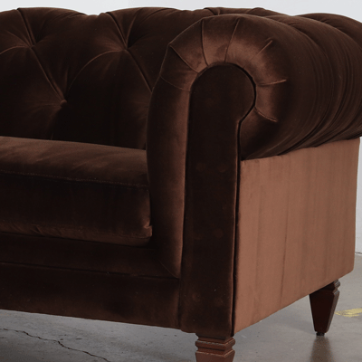 85x42 soho chesterfield sofa bench cushion fabric jbm como tobacco legs tapered w detail walnut 4