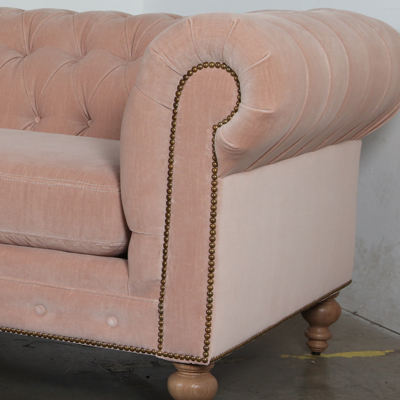 Classic Chesterfield Fabric Sofa 107 x 42 Cannes Dusty Pink 8500 weathered oak 03 french natural 3
