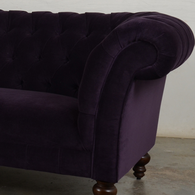 English Chesterfield 99 tight seat fabric Cannes Aubergine 6