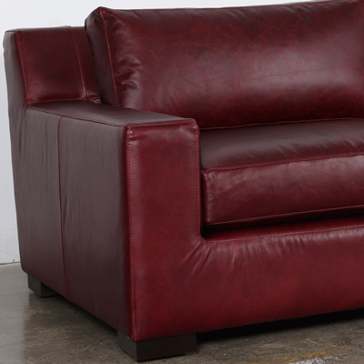 81x42 cary sofa 2 cushions 2 back pillows leather cortina florence vino rosso legs 3000 walnut 4