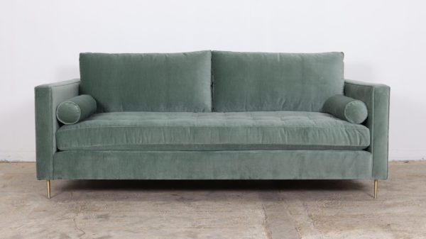 Madison Fabric Sofa, Cannes Silver Sage, Contemporary Velvet Sofa, mid century sofa