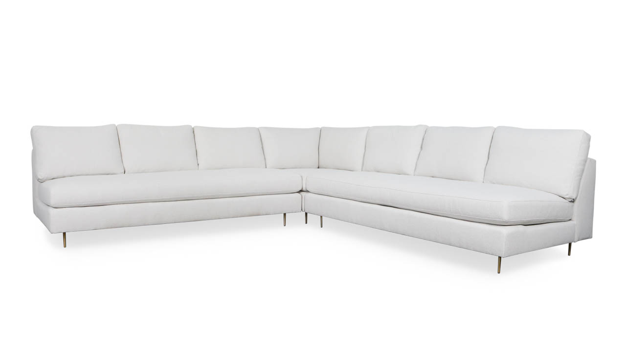 Madison Square Corner Armless Fabric Sectional 121 x 121 x 40 Southpaw White