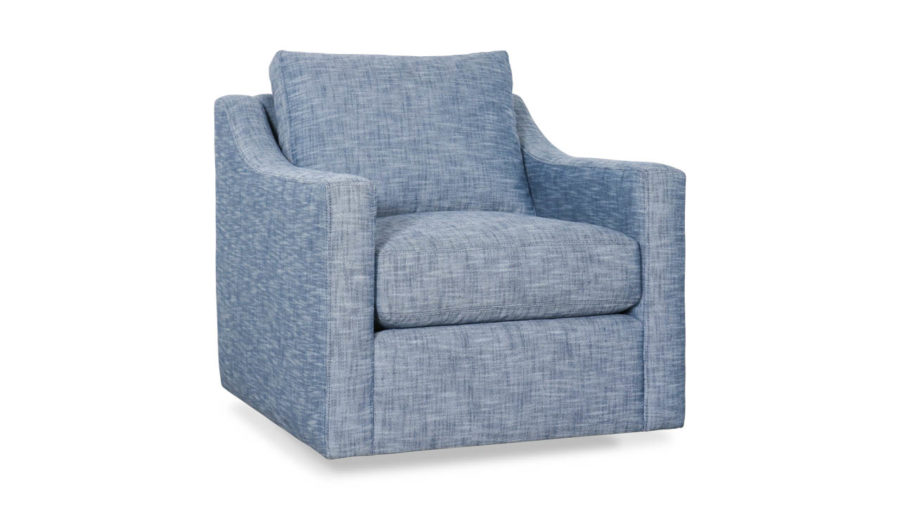 Modern Slope Arm Fabric Swivel Chair 32 x 38 Rollo Indigo by COCOCO Home