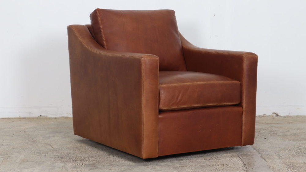 Modern Slope Arm Leather Swivel Chair 32 x 38 Ellis Cypress by COCOCO Home