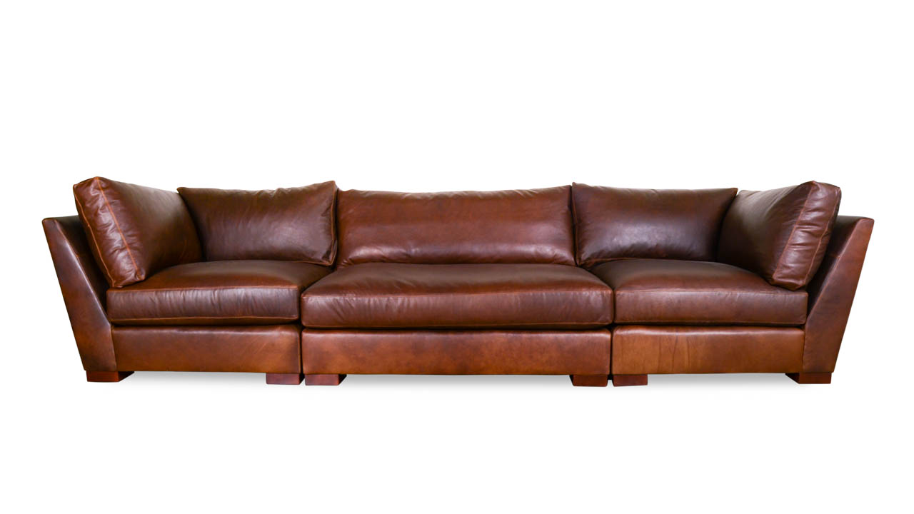 Monroe Leather Sofa with Armless Corners 146 x 46 Berkshire Bourbon