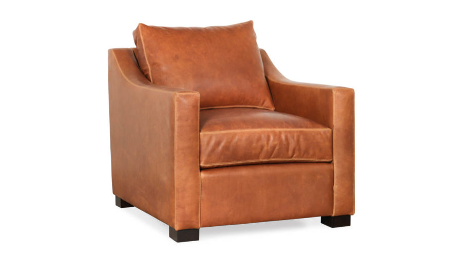 Modern Slope Arm Leather Chair 32 x 38 Eastwood Sahara by COCOCO Home