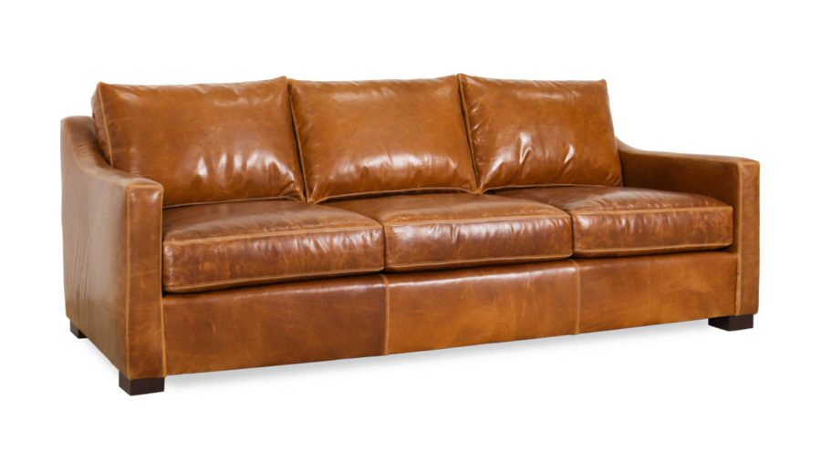 Modern Slope Arm Leather Sofa 89 x 42 Eastwood Sahara by COCOCO Home