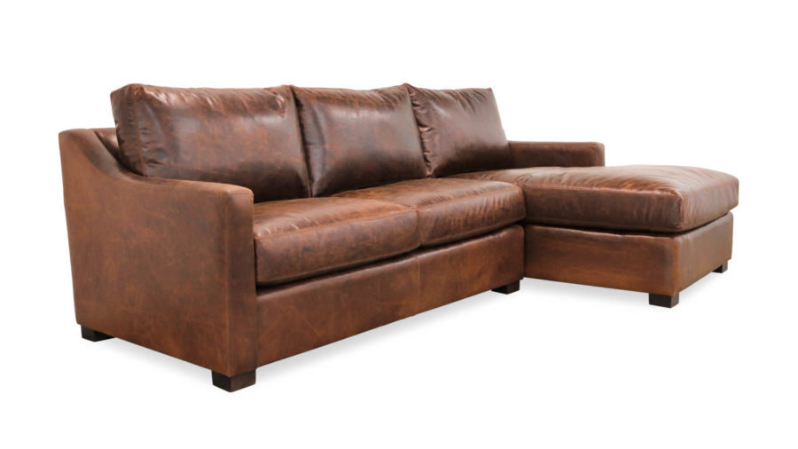 Cococo Home, Bristol Molasses, Moore and Giles,Modern Slope Arm Single Chaise Leather Sectional 98 x 38 x 64 Bristol Molasses by COCOCO Home