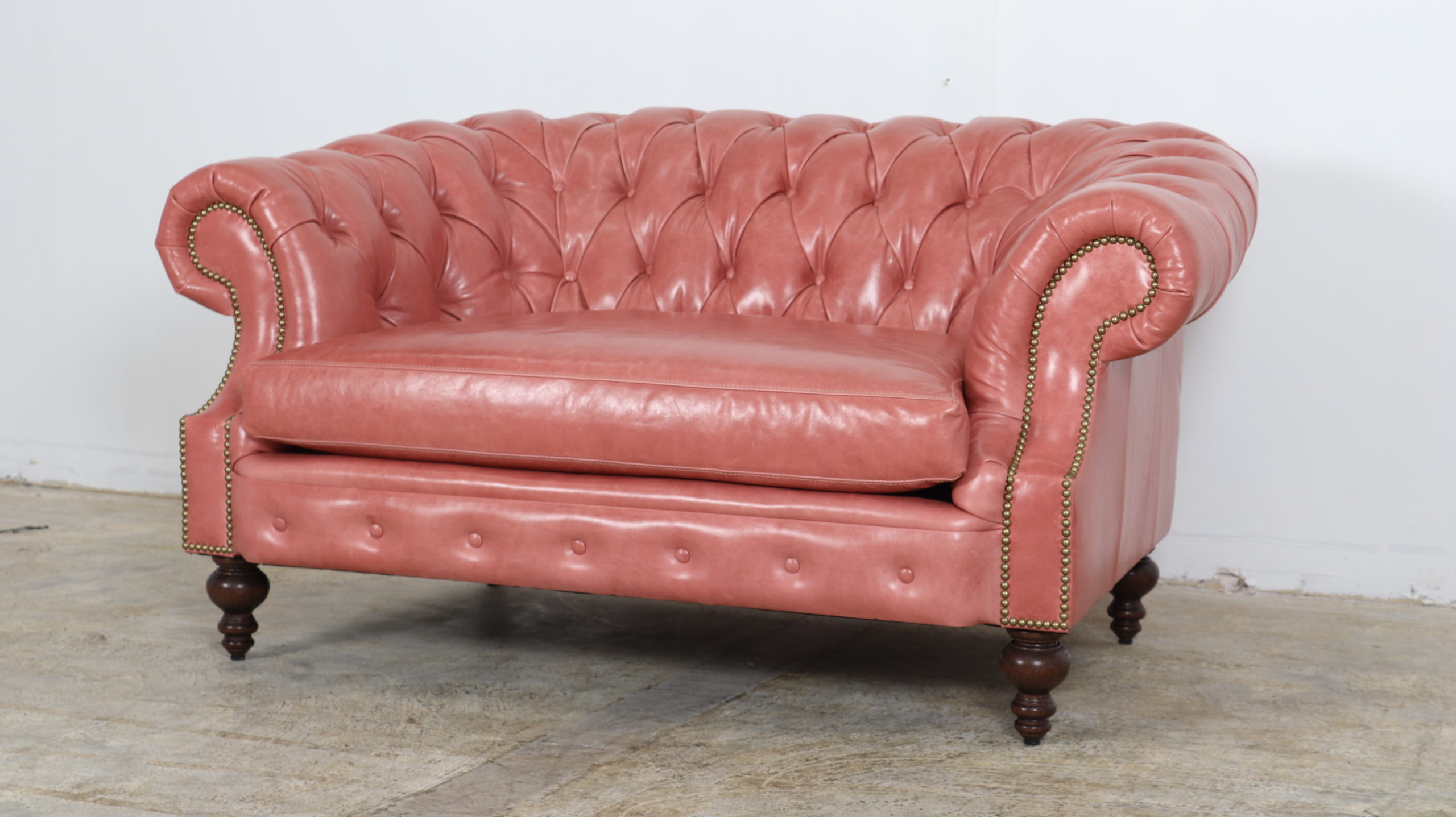 JB Martin's Mont Blanc "Tangier" leather on a Biltmore Chesterfield loveseat