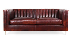 Clark Leather Loveseat 72 x 35 COL Hampton Chestnut 1