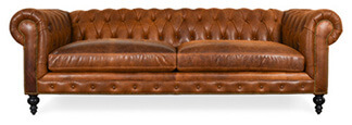 Classic Chesterfield Leather Sofa 96 x 42 Burnham Sycamore 1