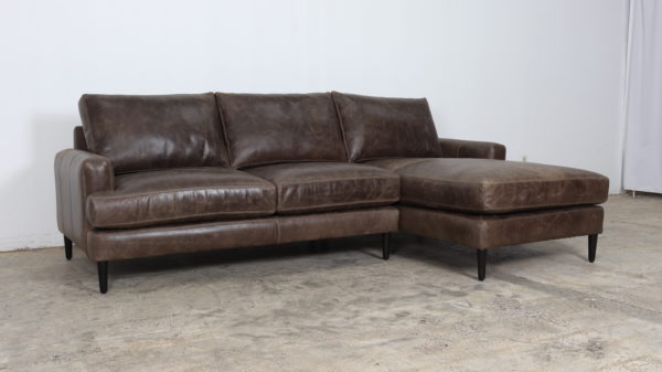 Rigney Chaise Sectional 102 Leather Cambridge Wolf 4