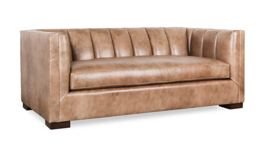 Vale Leather Loveseat 72 x 35 Belmont Smoky Taupe