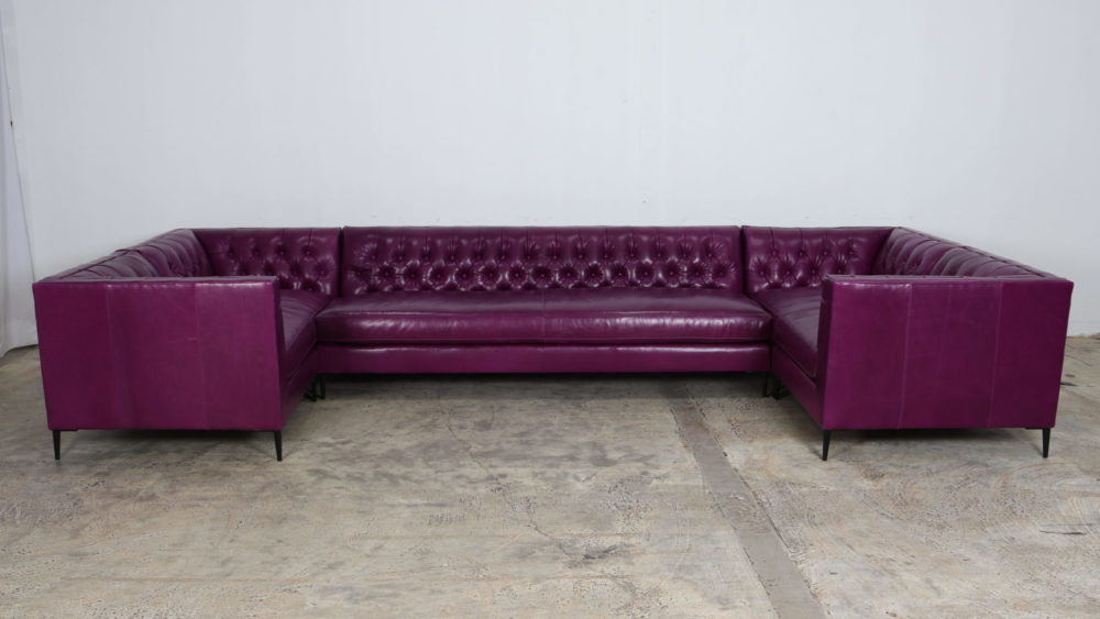 Cococo Home, Purple Leather, Sectional, Moore and Giles Mont Blanc Amethyst