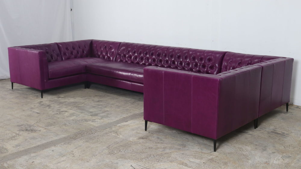Amethyst Belmont U Sectional Cococo, Purple Leather Sectional