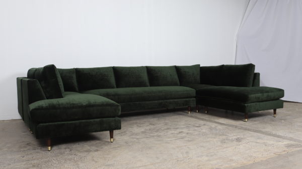 COCOCO Home, JB Martin, Bumper, Chaise, U Sectional, Green Velvet Sectional