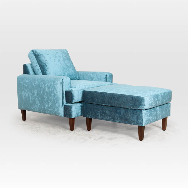 Rigney Fabric Chair and Ottoman 36 x 40 Milan Ocean by COCOCO Home
