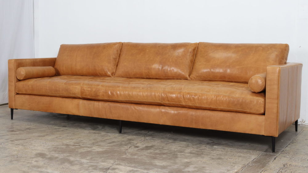 Moore & Giles, COCOCO Home, Madrid Spice, Mid Century, Modern Leather Sofa