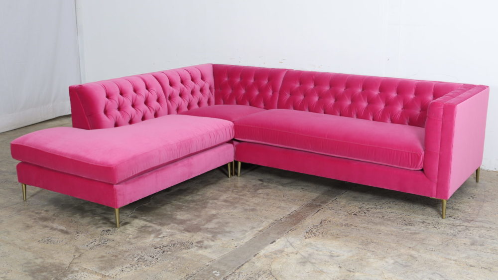 Kravet Couture Hot Pink, Cococo Home, Pink Velvet Sectional