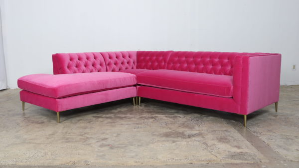 Belmont Square Corner Bumper Sectional in Kravet Couture Hot Pink