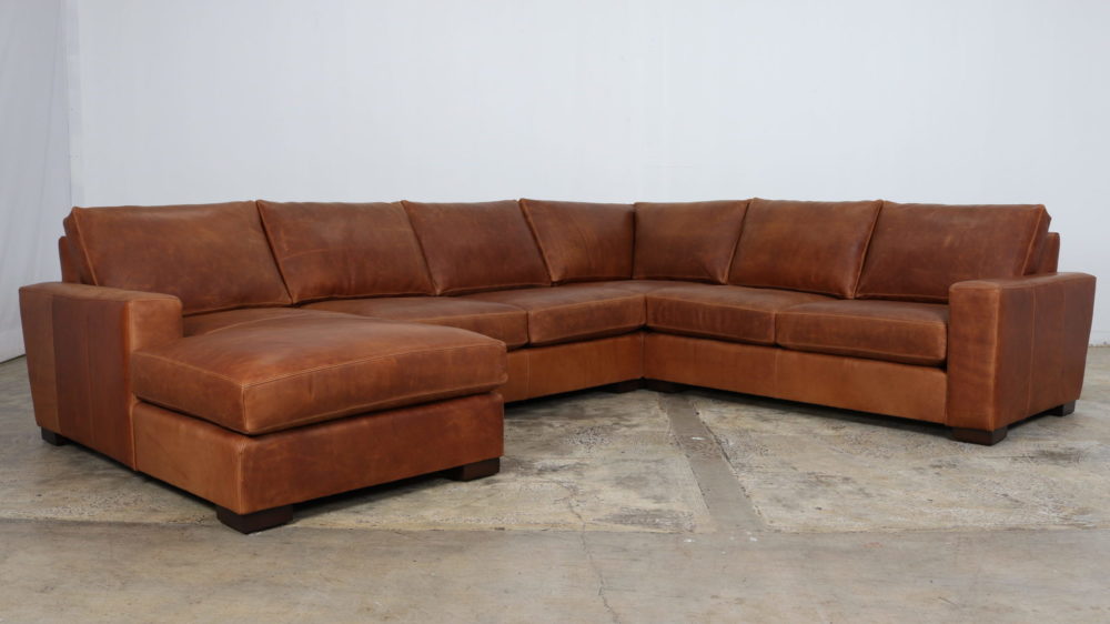 Monroe Sectional, Ellis Cypress, Leather Sectional