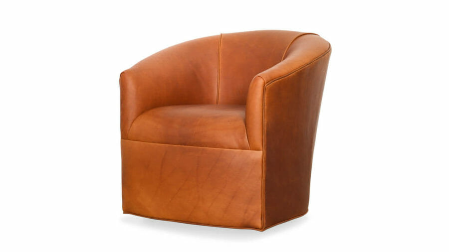 Tub Leather Swivel Chair 32 x 31 Ellis Cypress
