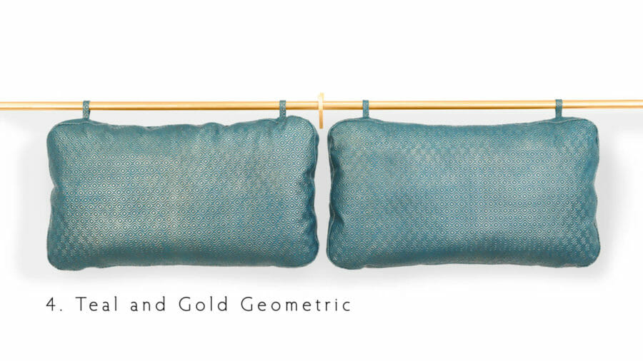 Leather Headbord Cushions Teal and Gold Geometric by COCOCO Home