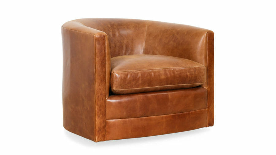 Gibson Leather Swivel Chair 37 x 32 Cambridge Sycamore