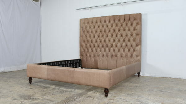 Chesterfield Leather Bed RETURN Madrid Burlap PO 10393 3