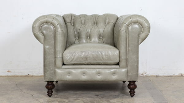 Classic Chesterfield Chair 43 x 39 Leather MG Mont Blanc Fern Legs 8500 Walnut 11198 4