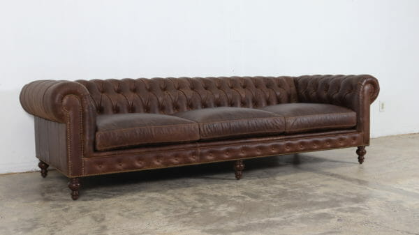 Classic Chesterfield Sofa 113 x 46 Leather MG Berkshire Bourbon Legs 8500 Walnut Nails 37 10726 2