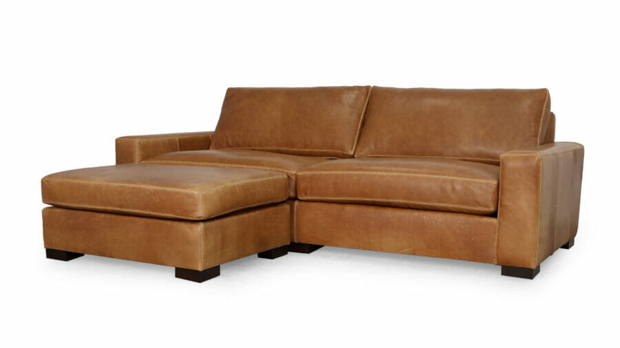 Monroe Leather Sofa and Low Leg Matching Ottoman 99 x 46 40 x 30 Ellis Sahara