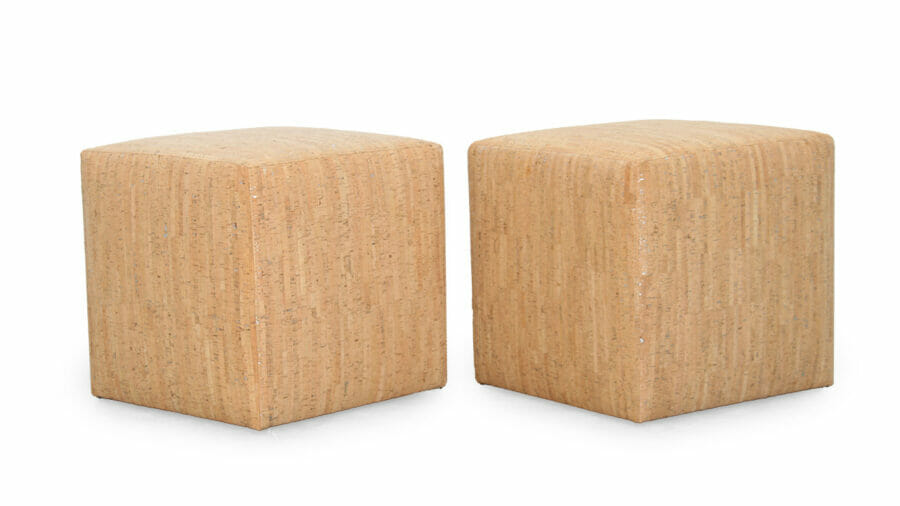 Cube Cork Ottoman 18 x 18 Natural with Silver 11348