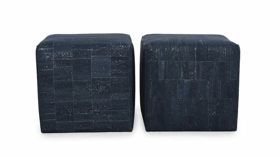 Cube Ottoman 18 x 18 x 18 Cork Surface Navy Blue with Silver 10762