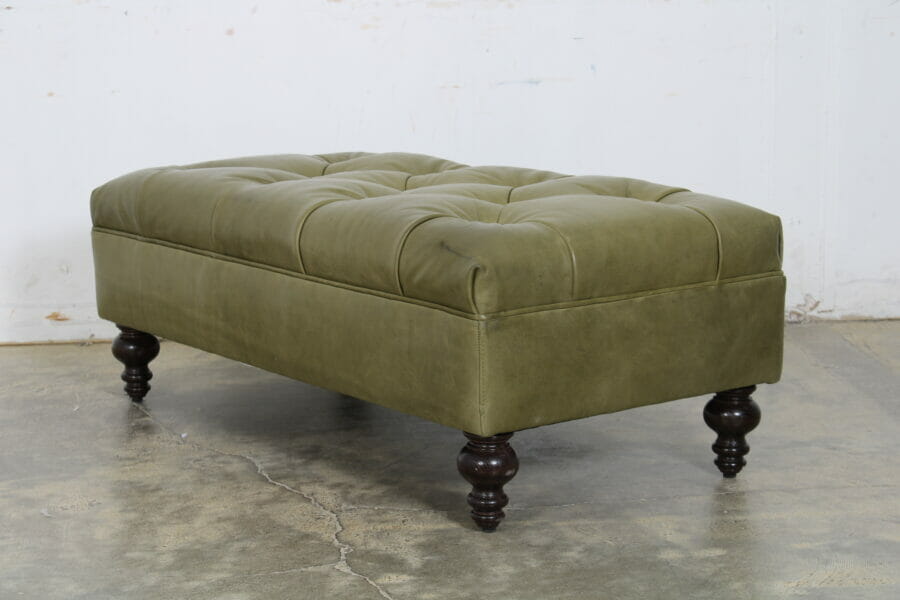 Soho Chesterfield Leather Ottoman 48 x 24 Madrid Moss 11086 stock 206 3 scaled