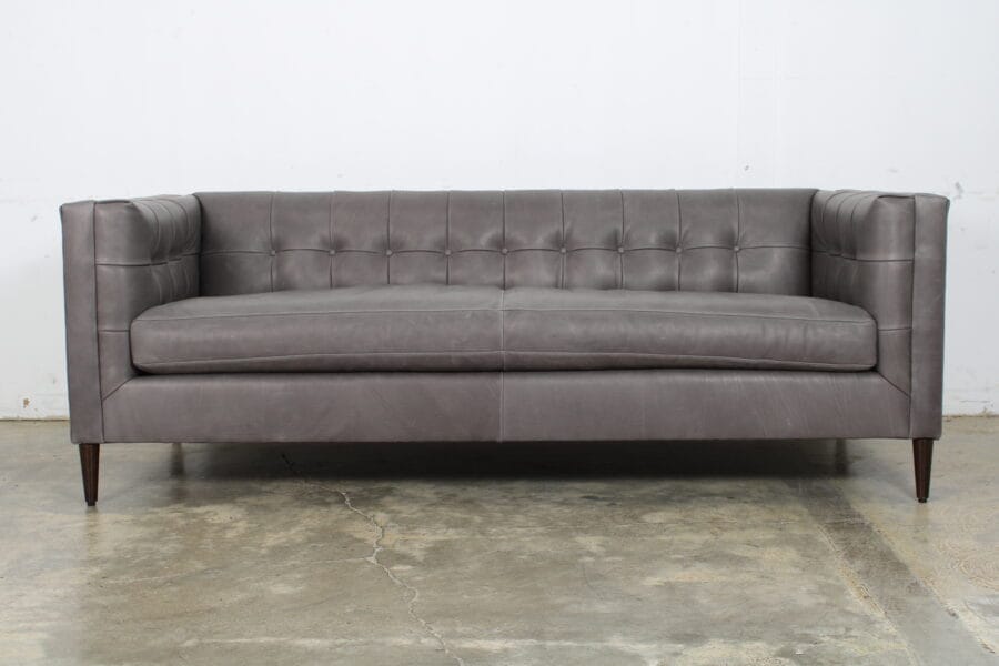 Arden Sofa 86 x 38 leather MG Harness Charcoal Grey bench cushion 1000 round tapered legs 12517 O 1 scaled