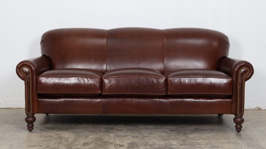 Belhaven Leather Sofa 80 x 38 Echo Kingswood 01 Natural Brass 8500 Walnut PO 10930 2 scaled